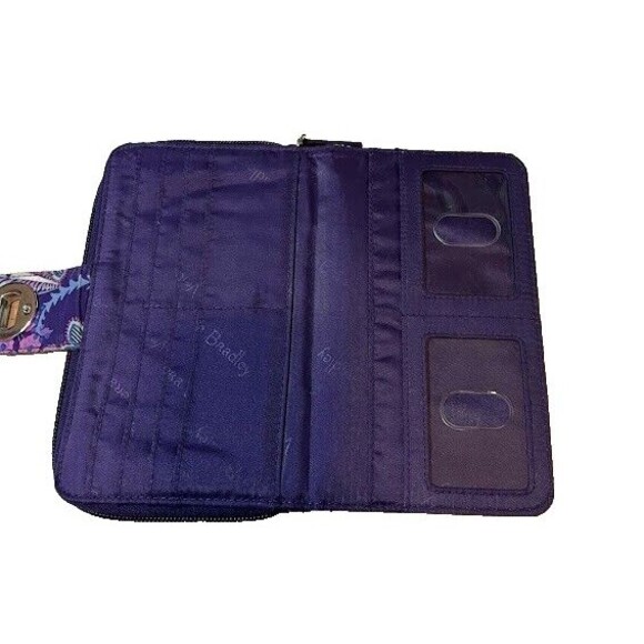 Vera Bradley Wallet Turn-lock Zipper Venetian Purple Paisley Boho Cottagecore - Picture 3 of 4